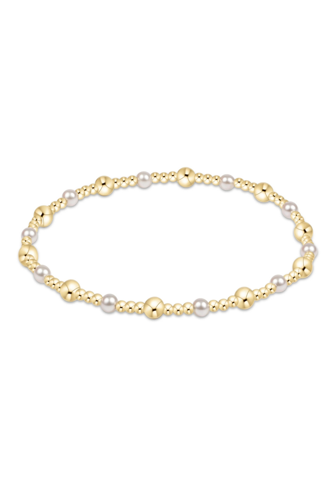 CLASSIC GOLD SINCERITY PATTERN 4MM BEAD BRACELET - PEARL