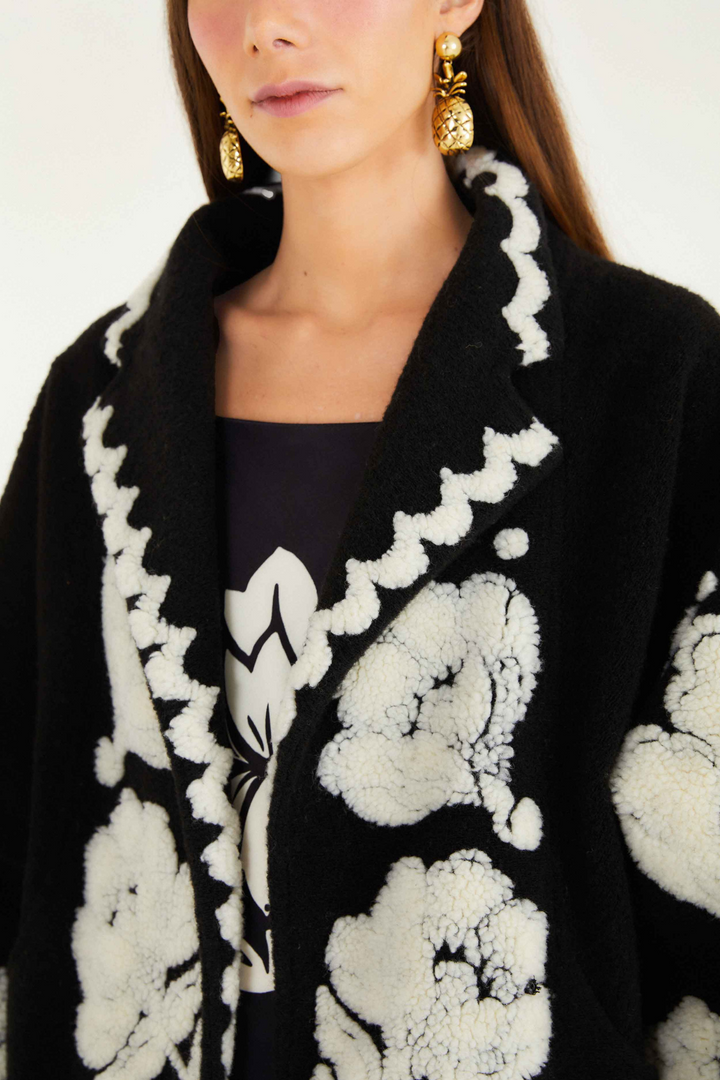 FARM RIO | FLORAL ARABESQUE FLEECE COAT