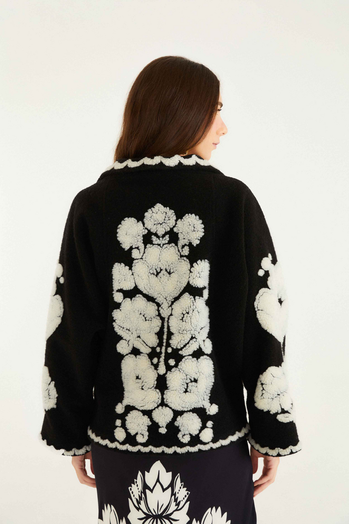 FARM RIO | FLORAL ARABESQUE FLEECE COAT