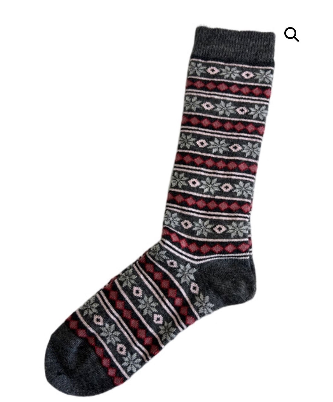 Starry Stripe Alpaca Socks- Charcoal-L