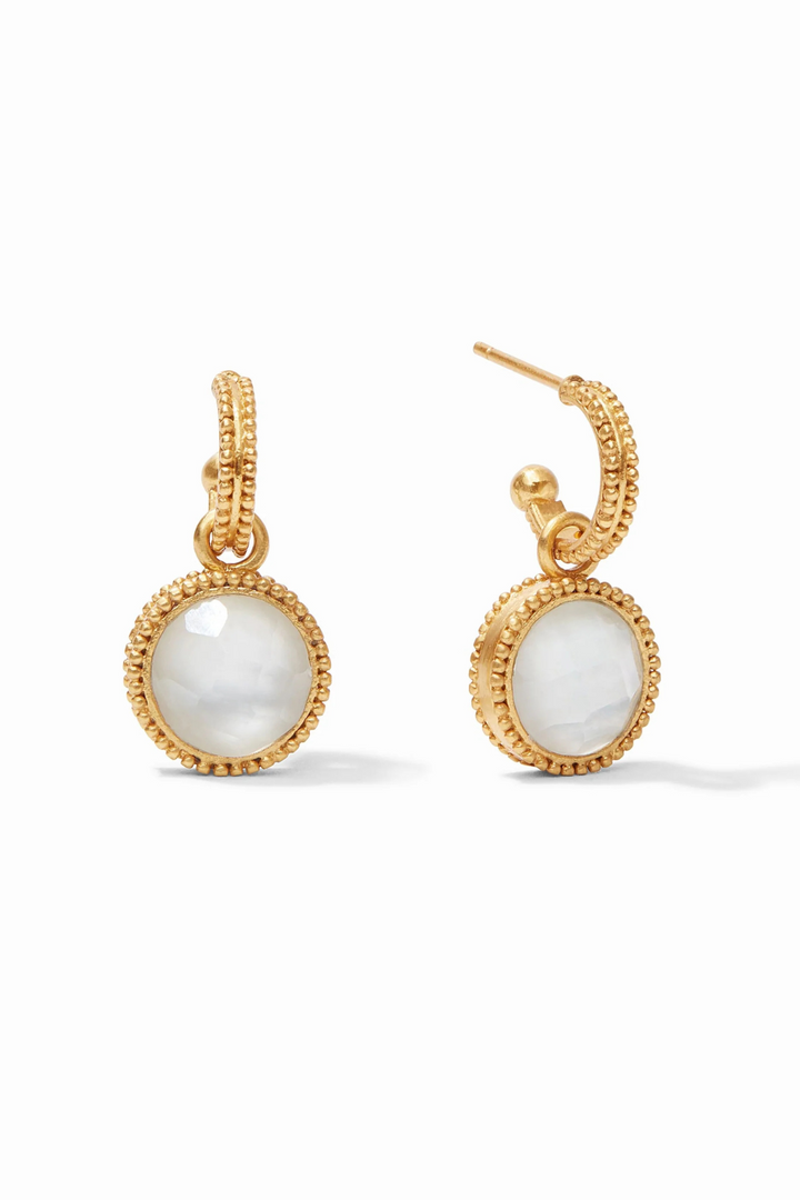 JULIE VOS | Fleur Di Lis Hoop Charm earring- Clear Crystal