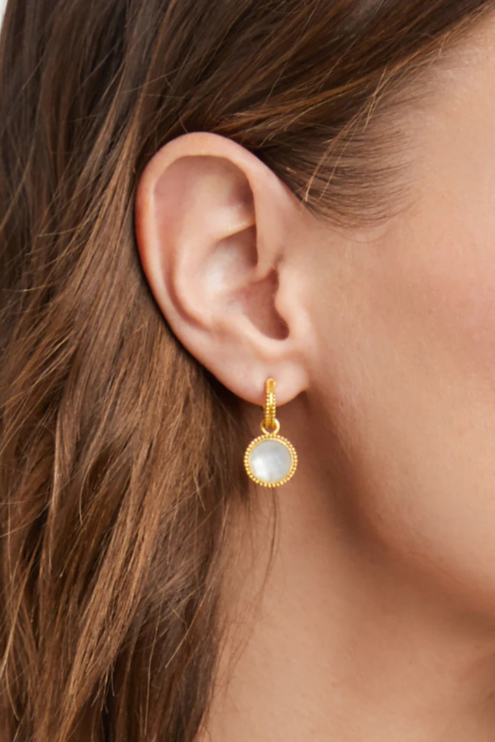 JULIE VOS | Fleur Di Lis Hoop Charm earring- Clear Crystal