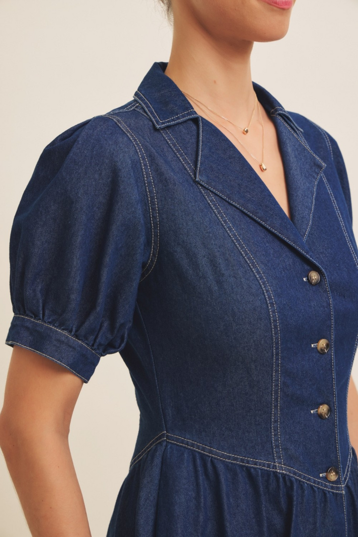 Dark Denim Fit Flare Dress