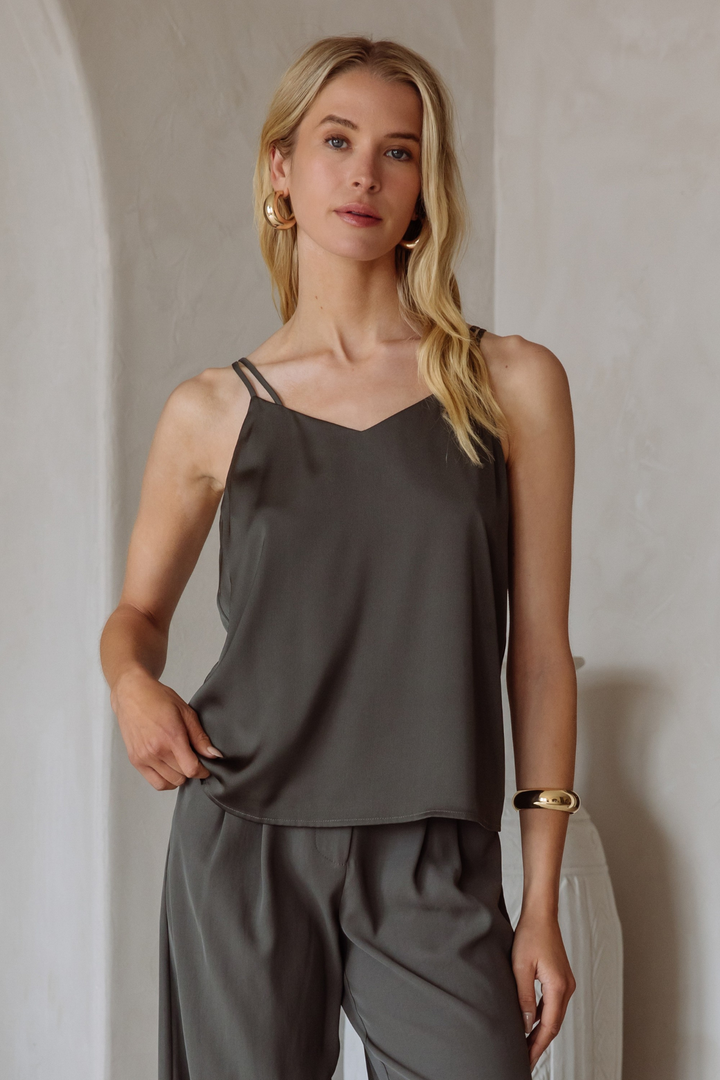 Olive Satin Tank
