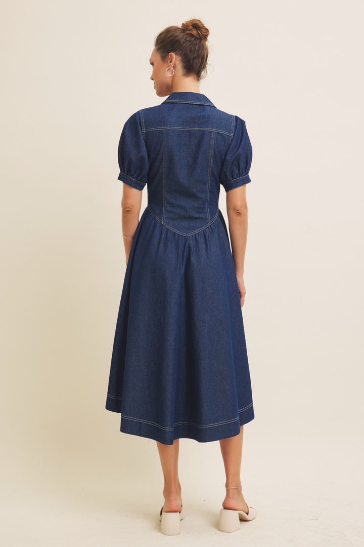 Dark Denim Fit Flare Dress