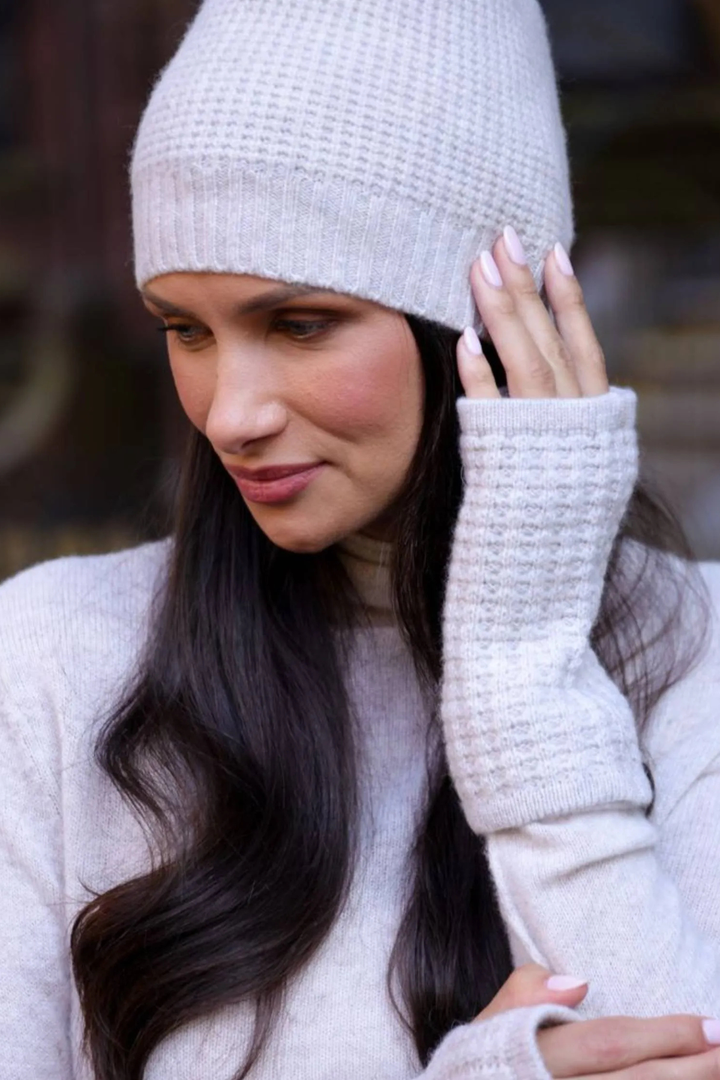 ALASHAN | Cashmere Waffle 3 in 1 Glove- Latte
