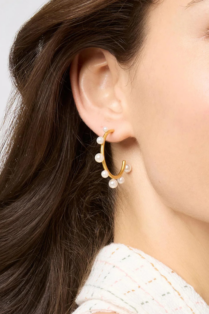 JULIE VOS | Hydra Stone Hoop - Pearl-Medium