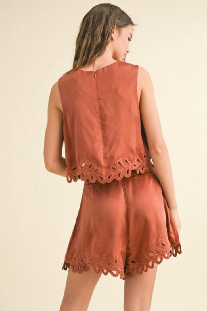 Toffee Embroidered Shorts