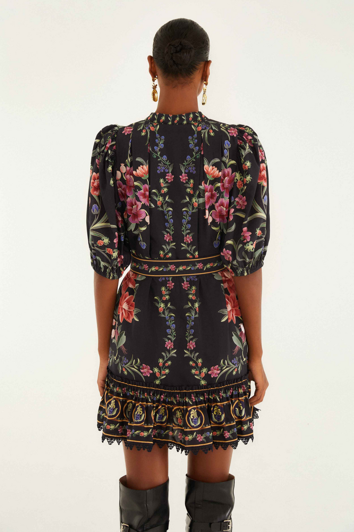 FARM RIO | BELLE GARDEN BLACK MINI DRESS