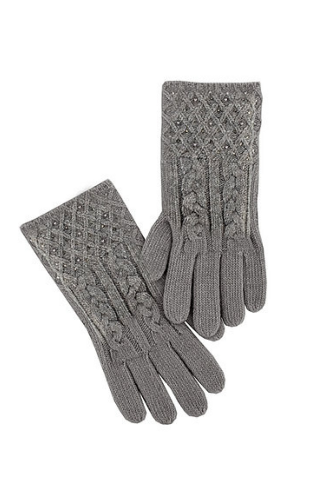 Grey Cable Sparkle Gloves