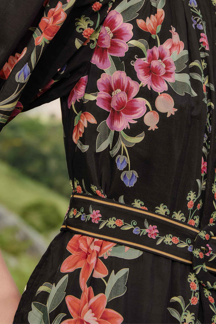 FARM RIO | BELLE GARDEN BLACK MINI DRESS