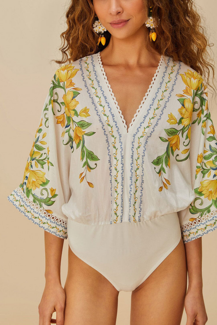 FARM RIO | SICILY OFF-WHITE BODYSUIT