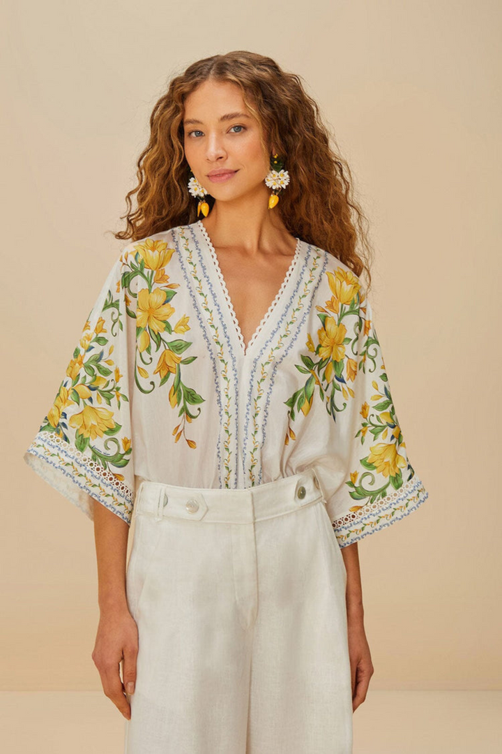 FARM RIO | SICILY OFF-WHITE BODYSUIT