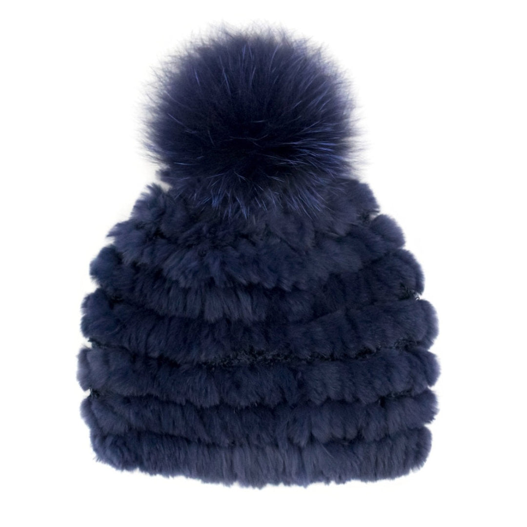 Navy Knit Rabbit Hat