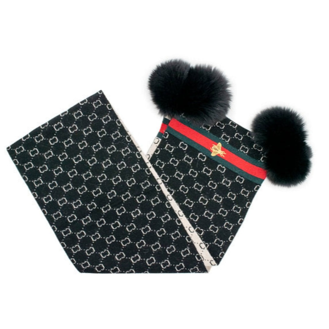 Black Scarf Embroidered Bee