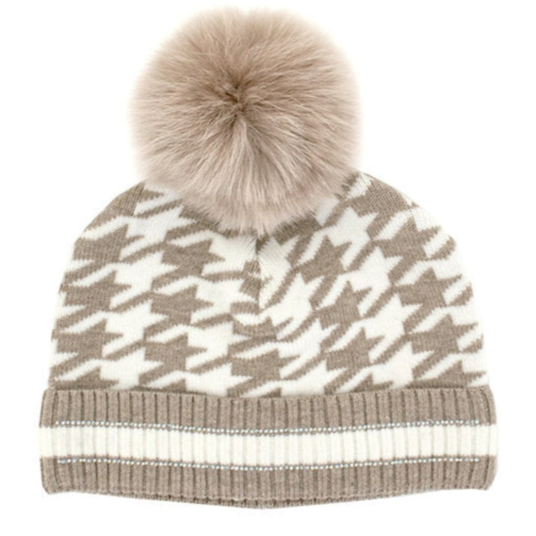 Camel Houndstooth Beanie