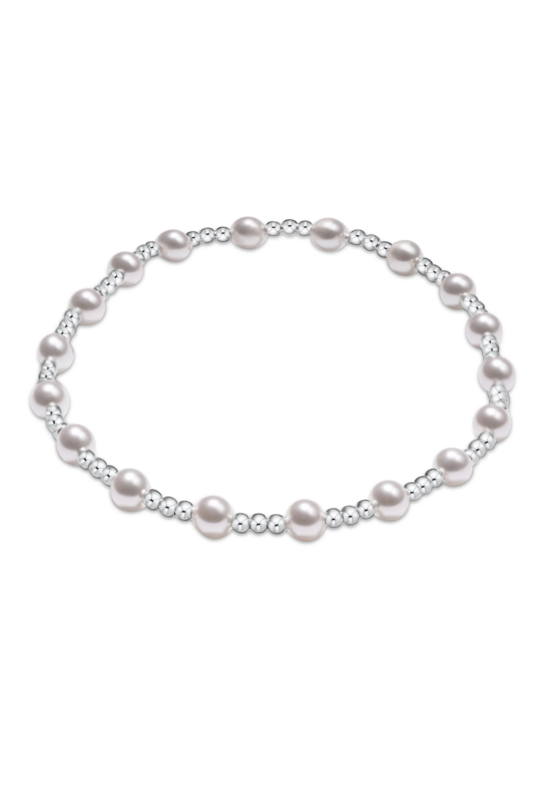 Classic Sincerity Pattern Sterling 4MM Bead Bracelet - Pearl