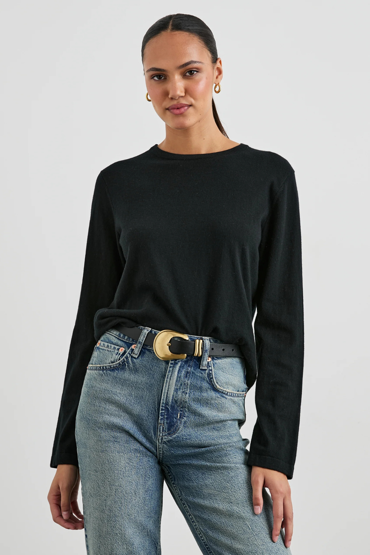 COTTON CASHMERE LS TEE- BLACK
