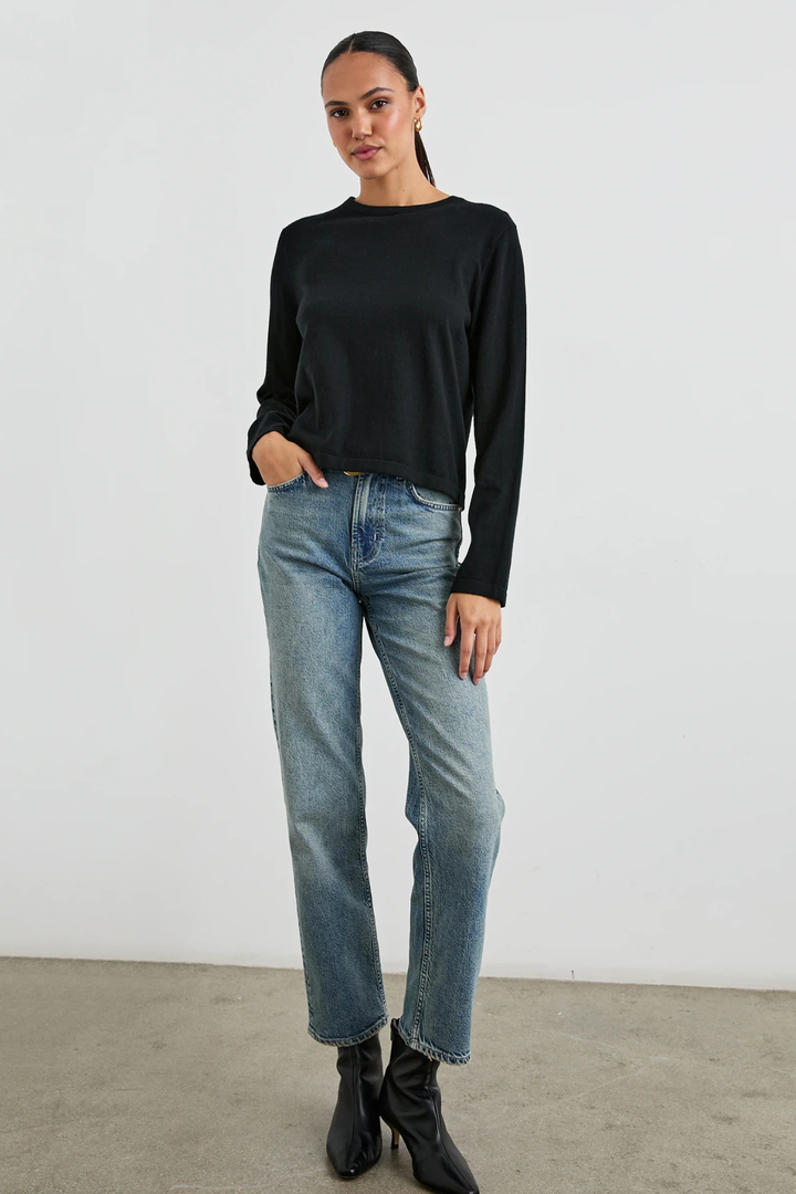 COTTON CASHMERE LS TEE- BLACK