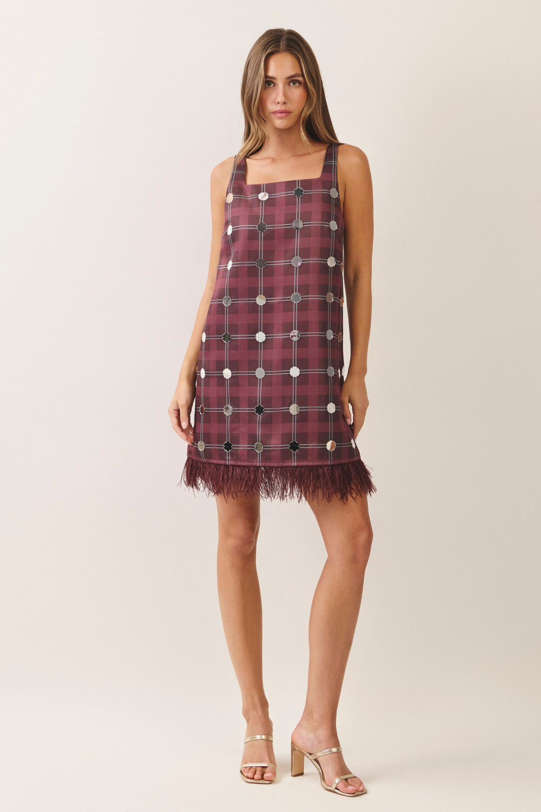 PLAID FRINGE MINI DRESS