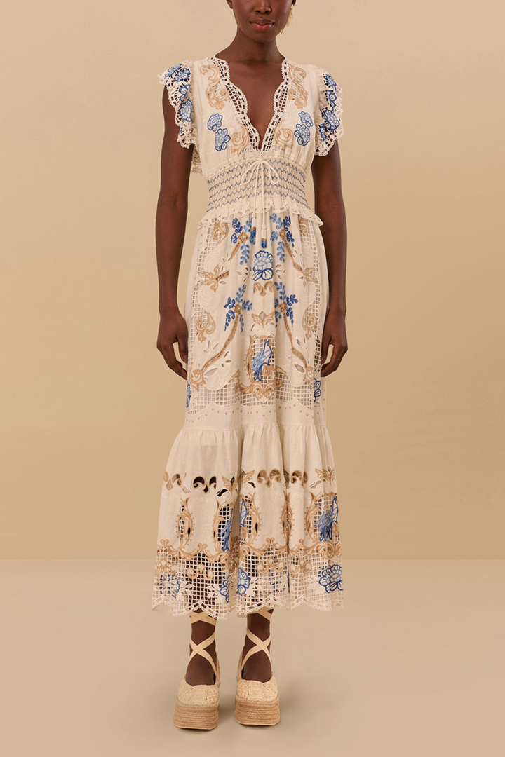 FARM RIO | ROMANTIC RICHELIEU MAXI DRESS