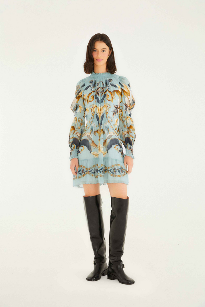 FARM RIO | SNAKE GARDEN LS MINI DRESS