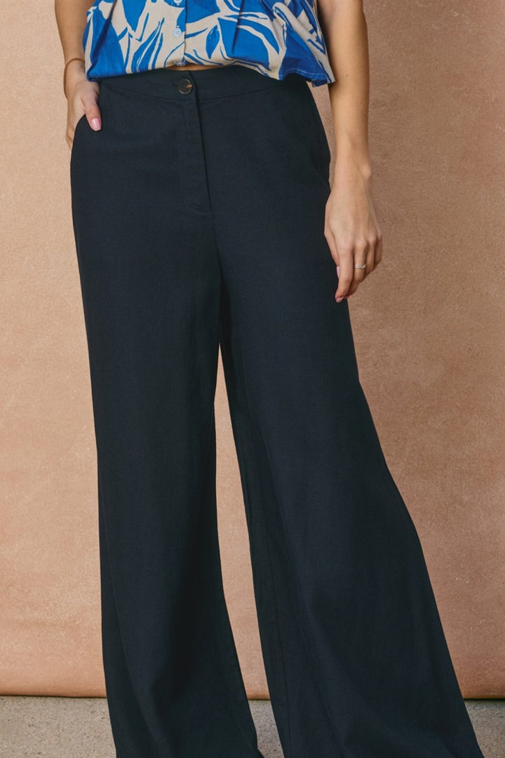 Navy Linen Trouser