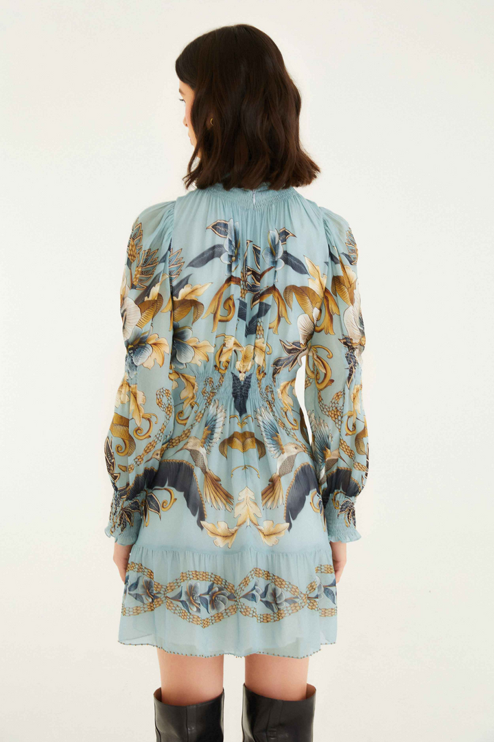 FARM RIO | SNAKE GARDEN LS MINI DRESS