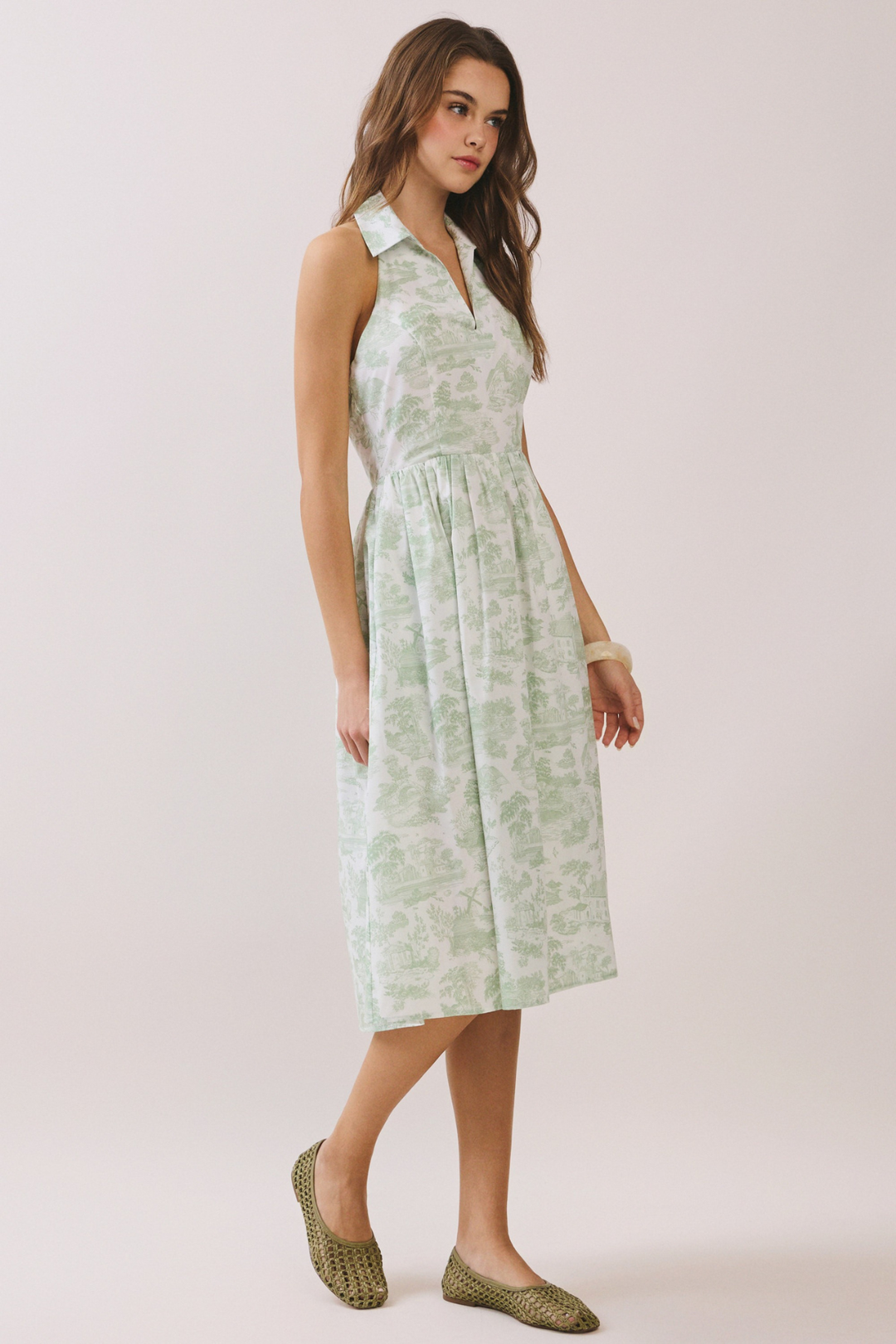 Minty Floral Collar Dress