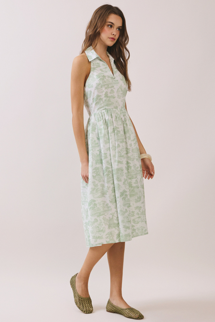 Minty Floral Collar Dress