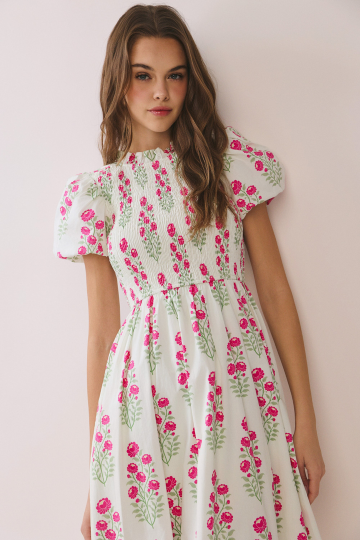 Pink Highneck Scrunch Dress