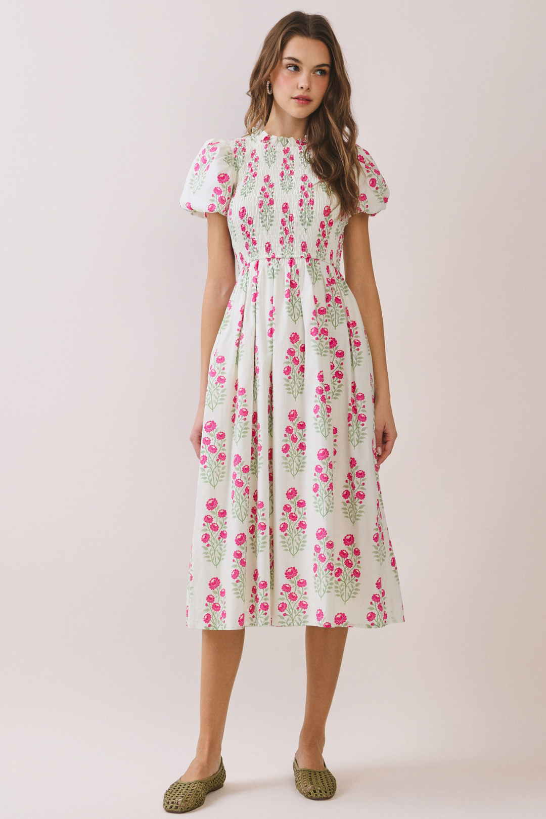Pink Highneck Scrunch Dress