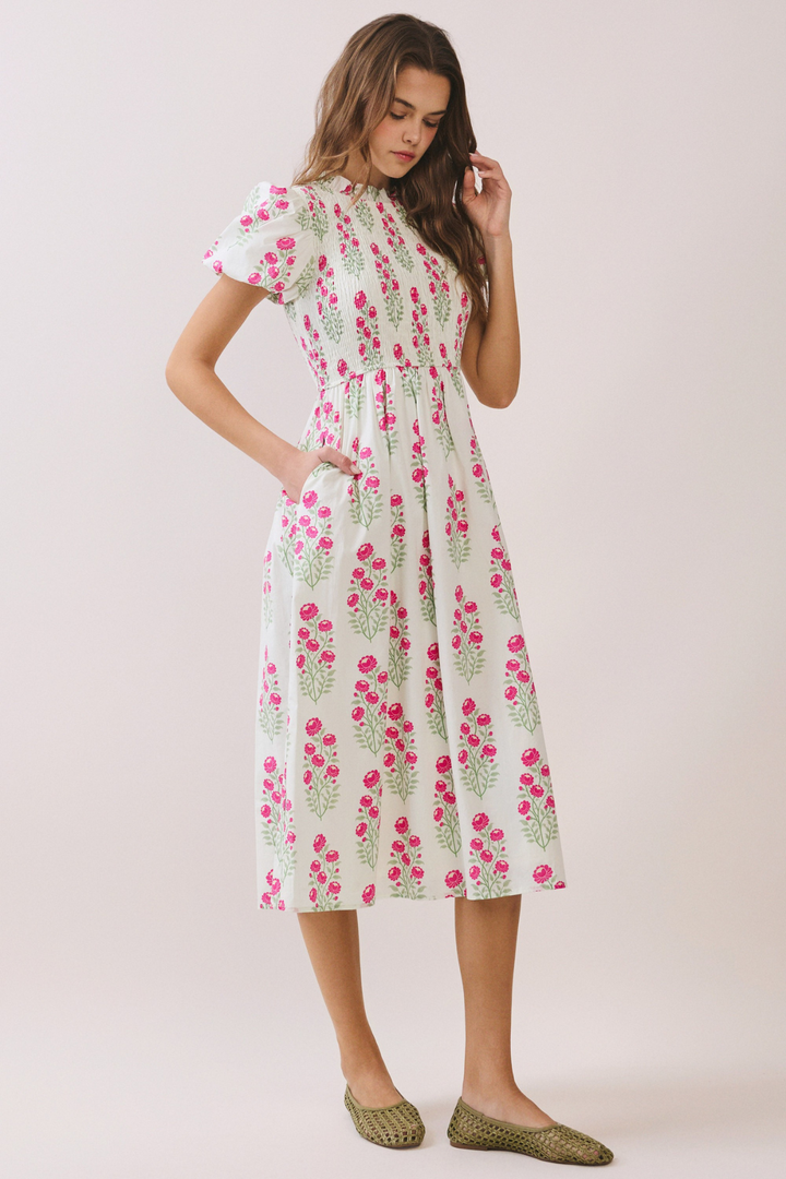Pink Highneck Scrunch Dress
