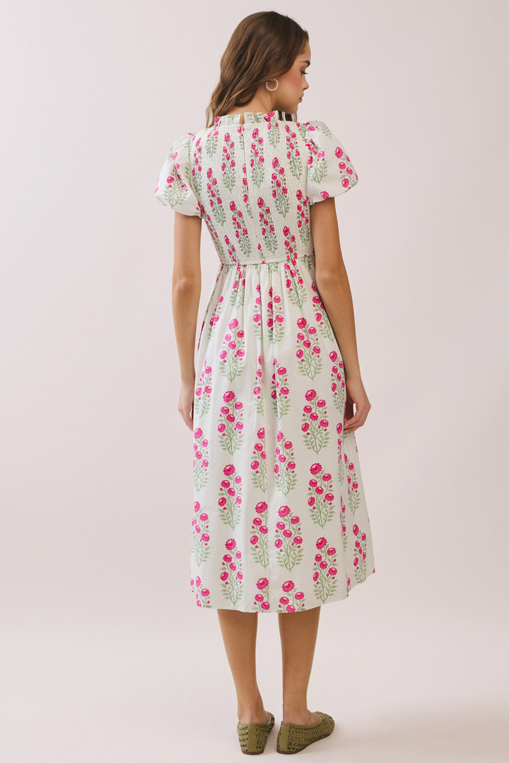 Pink Highneck Scrunch Dress