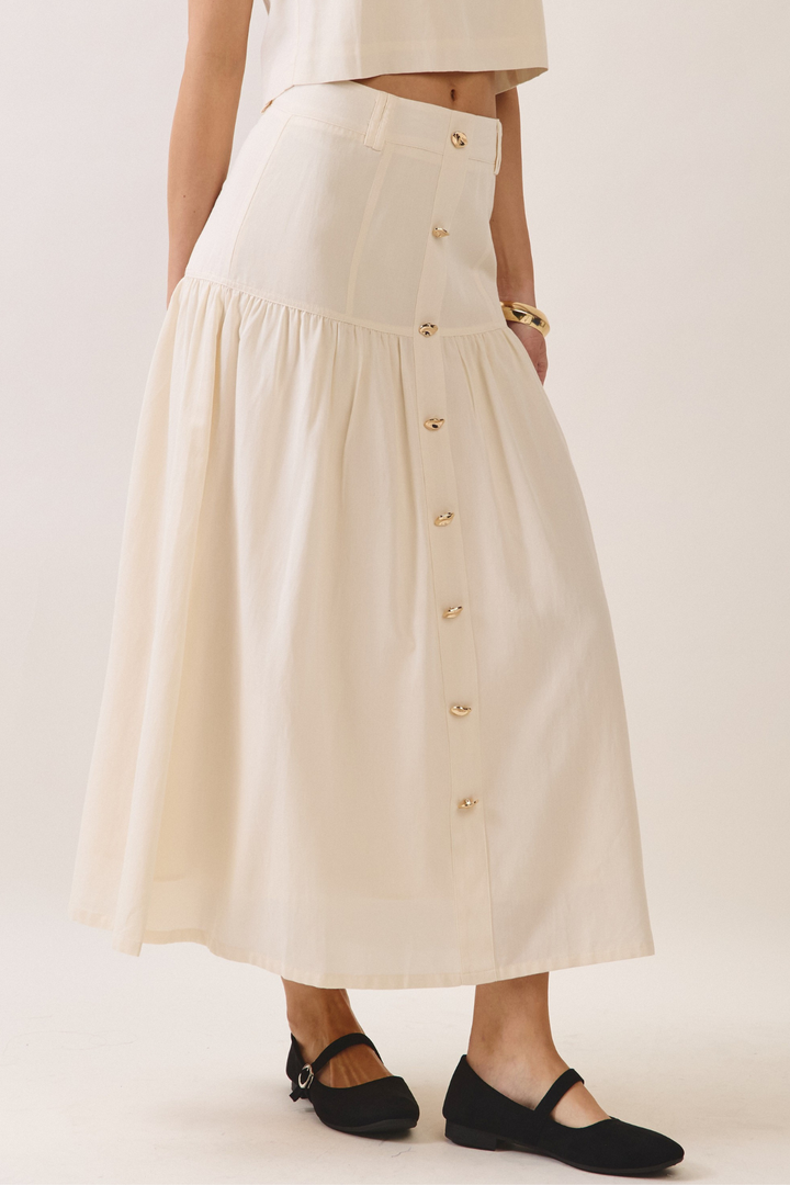 Cream Button Skirt