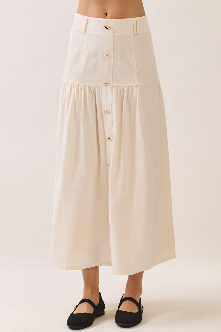 Cream Button Skirt