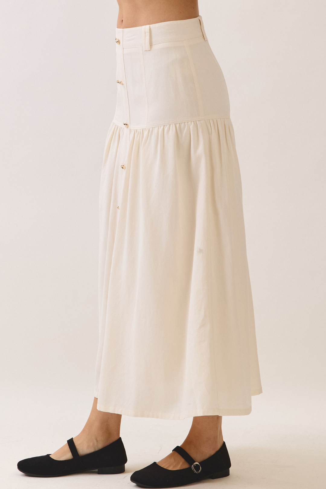 Cream Button Skirt