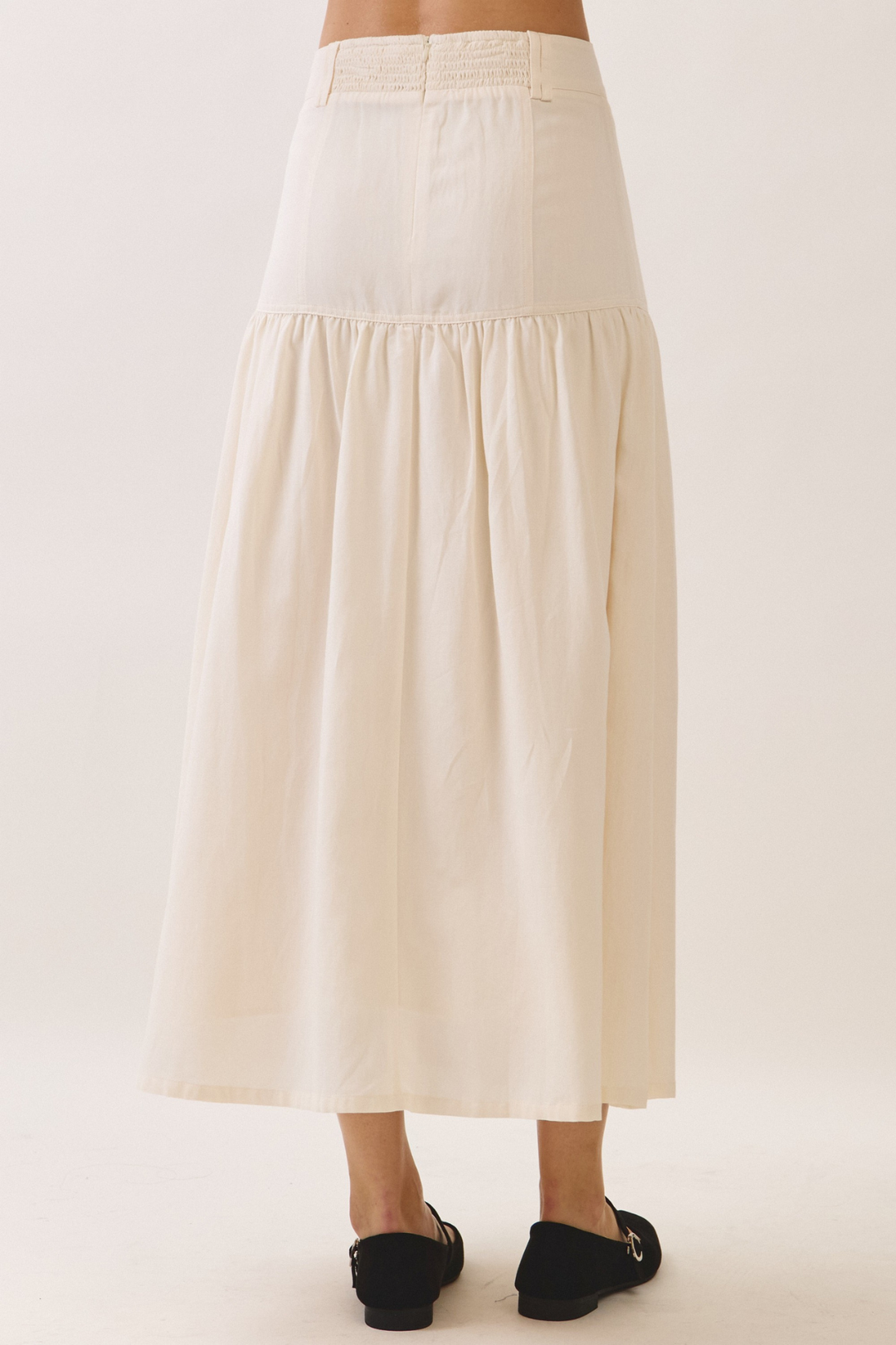 Cream Button Skirt