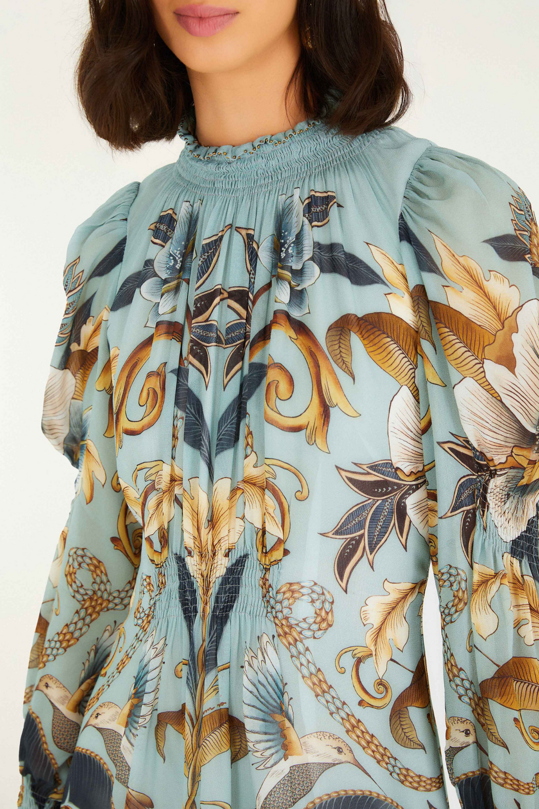 FARM RIO | SNAKE GARDEN LS MINI DRESS