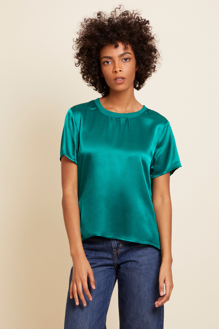 NATION Marie Boxy Crop- Evergreen