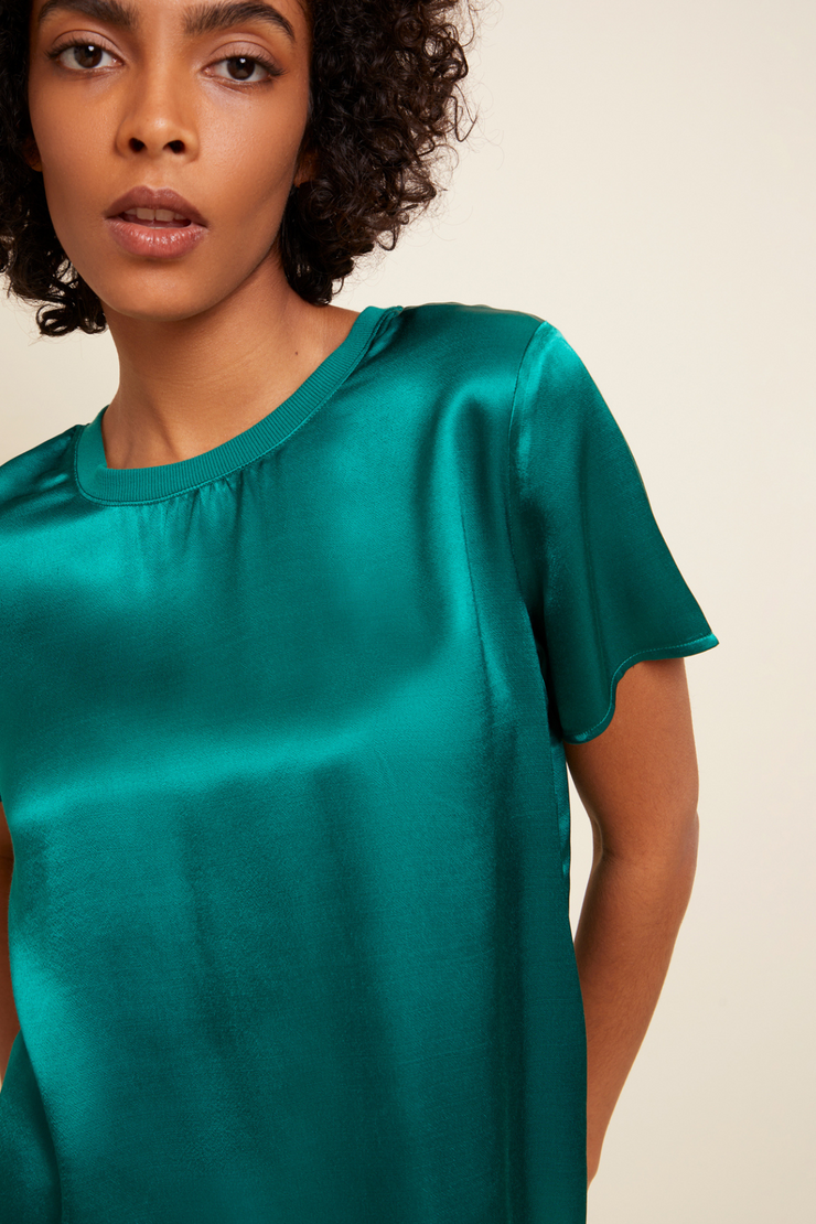 NATION Marie Boxy Crop- Evergreen
