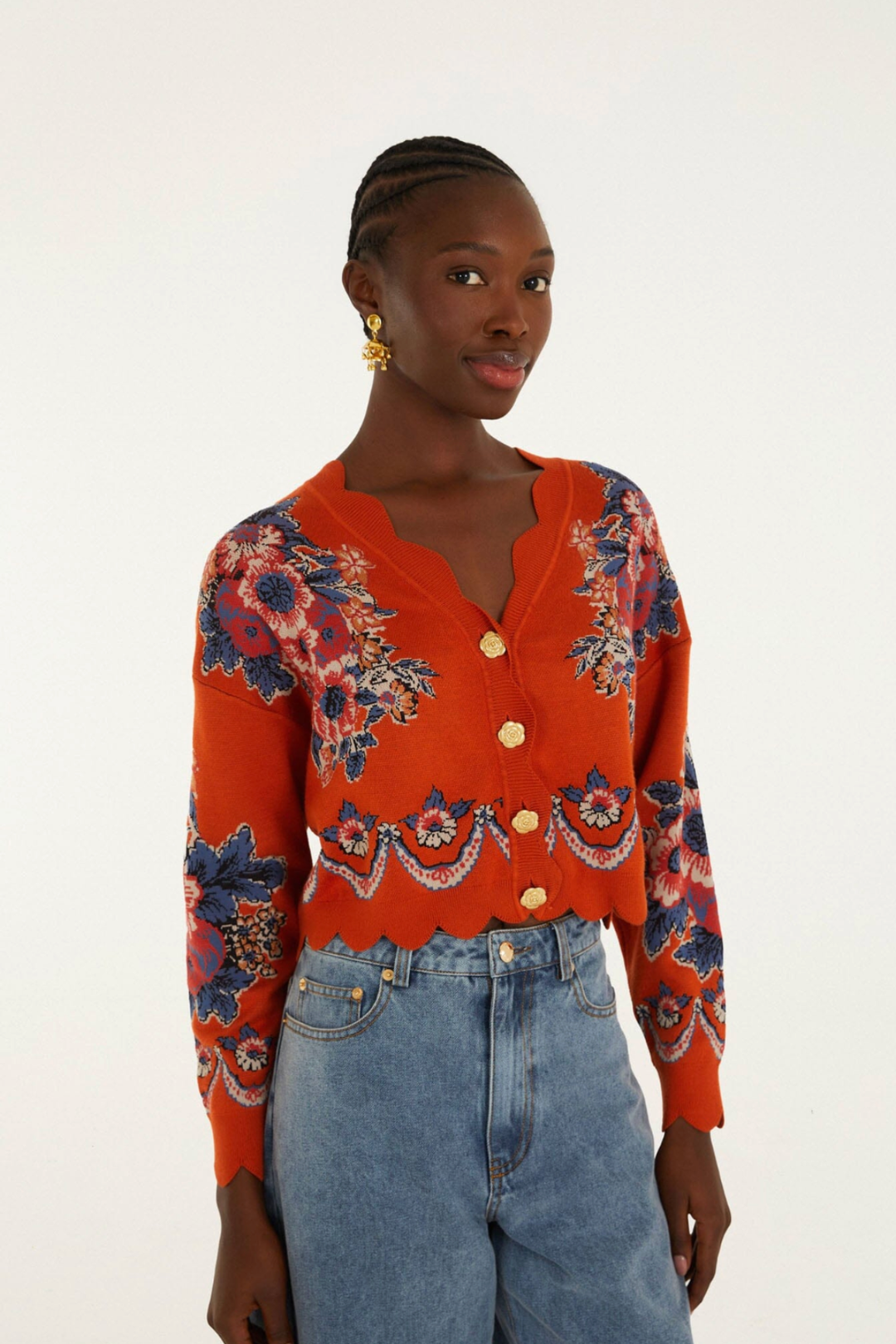 FARM RIO | VICTORIAN FLORAL KNIT CARDI