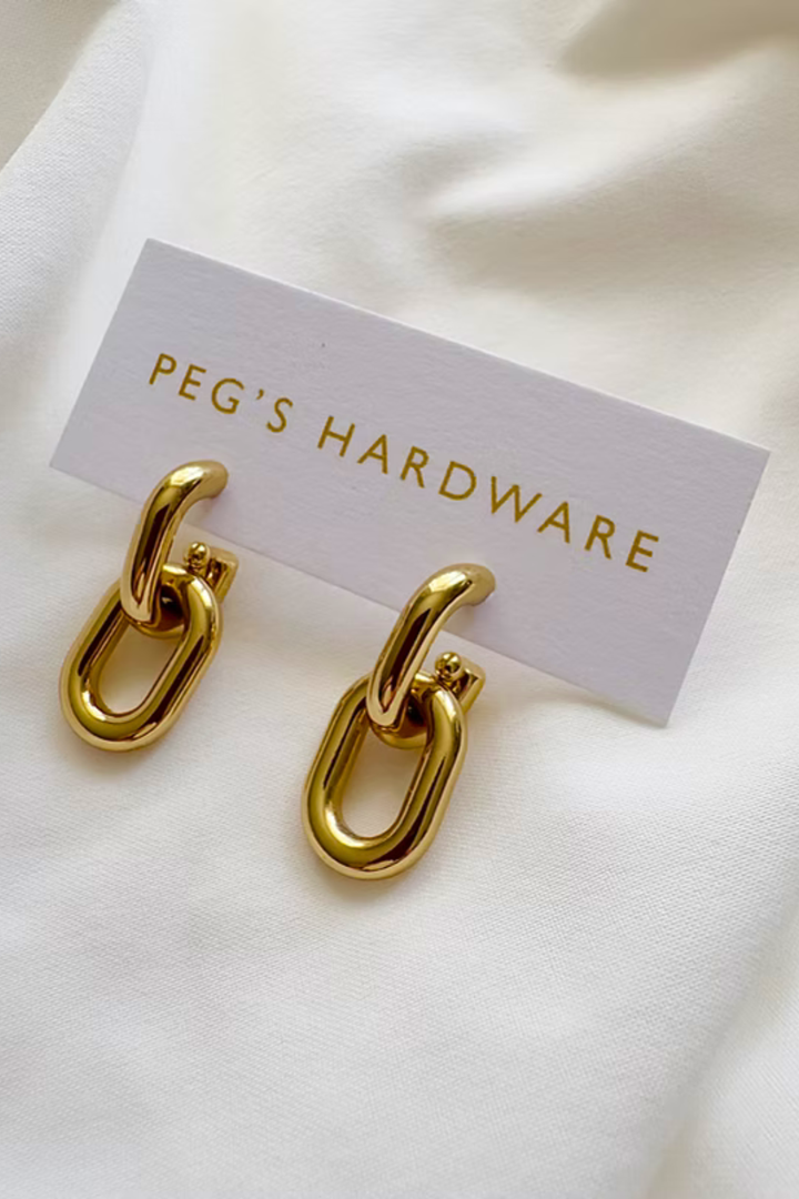 PEG'S HARDWARE | LINK EARRINGS - GOLD