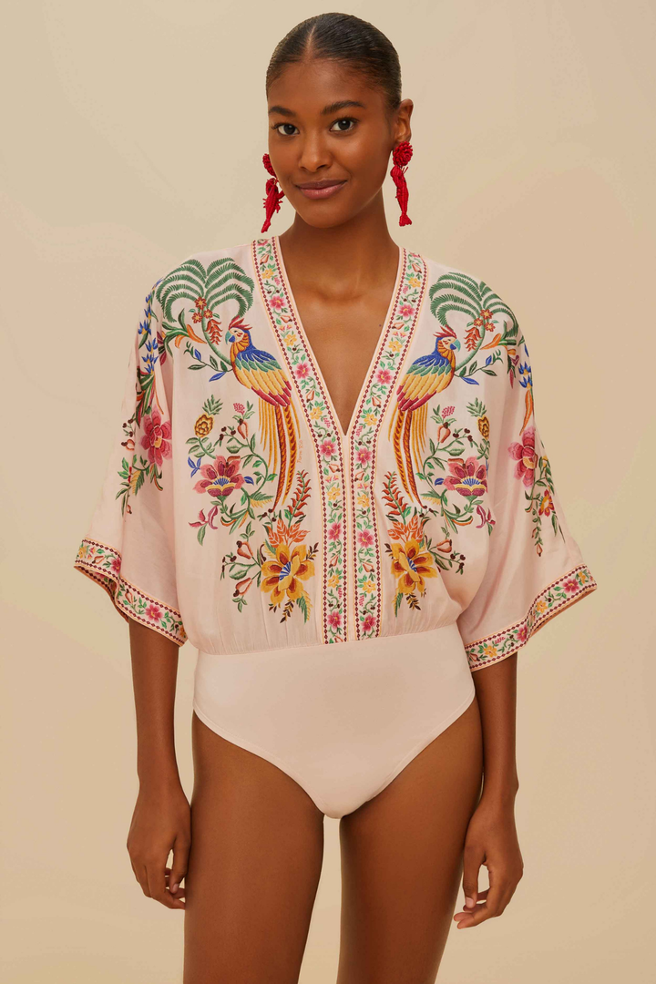 FARM RIO | DELICATE FOREST PINK BODYSUIT