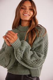 MINKPINK KAINE CABLE SWEATER- MINT