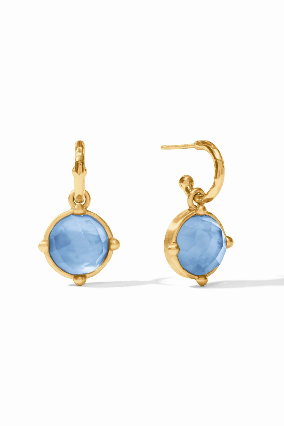Julie Vos Honeybee Hoop & Charm Earring - Iridescent Chalcedony Blue