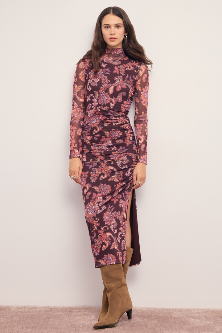 MINKPINK | PAISLEY ROUCHED MIDI DRESS