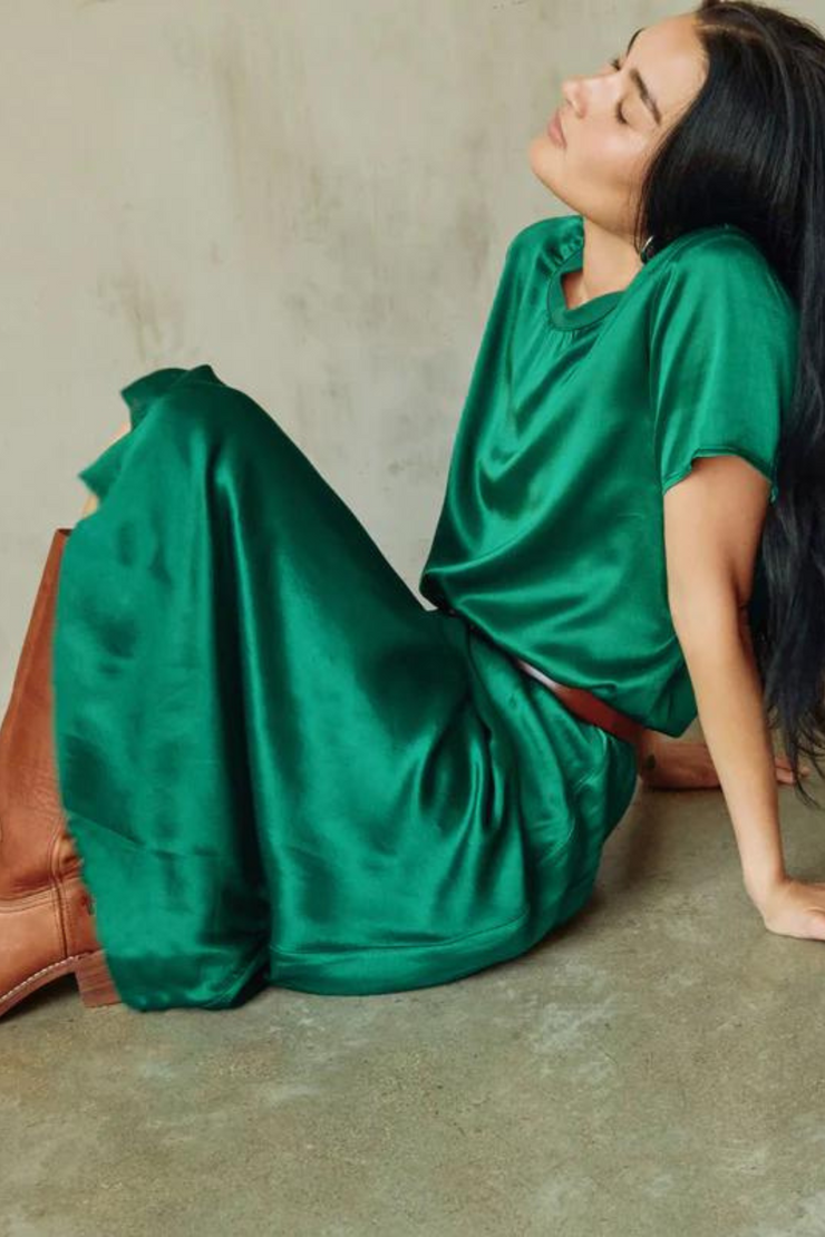 NATION Mabel Bias Skirt- Emerald