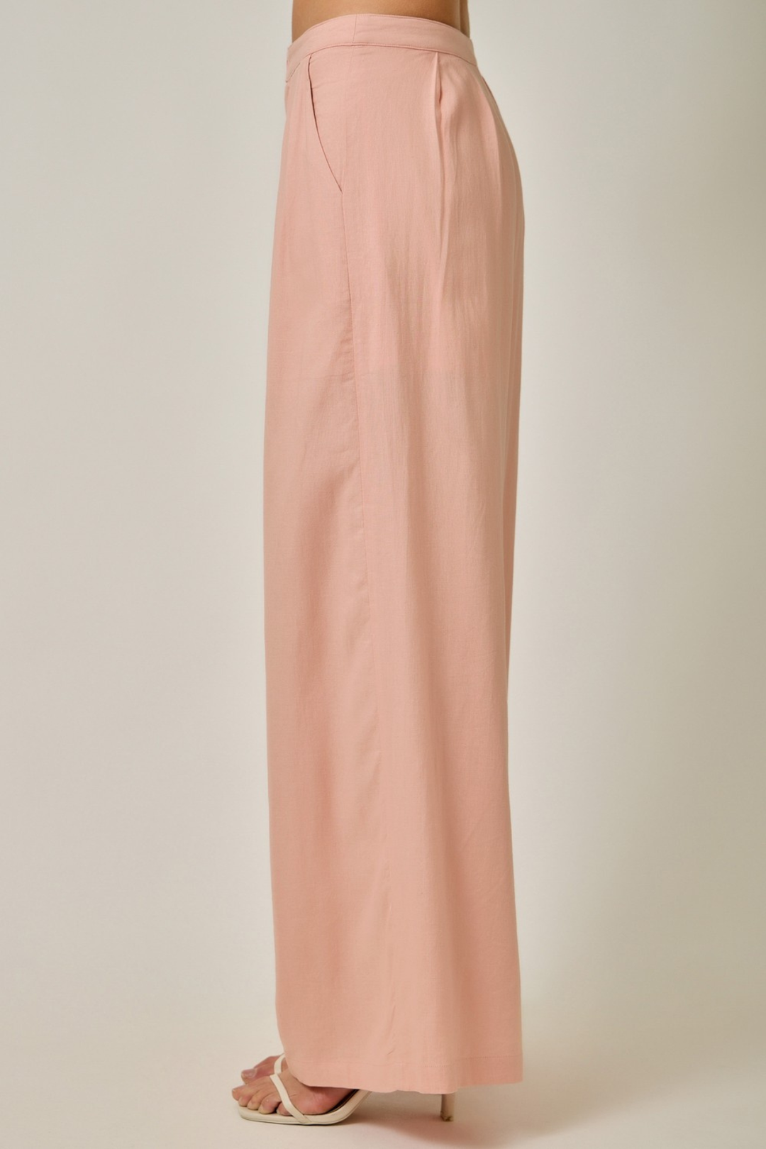 Blush Linen Pleated Pant