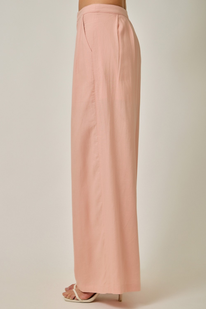 Blush Linen Pleated Pant
